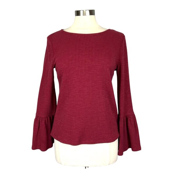 Anthropologie Porridge Womens Joan Bell Sleeve Top Wine Burgundy size Small - Picture 5 of 15